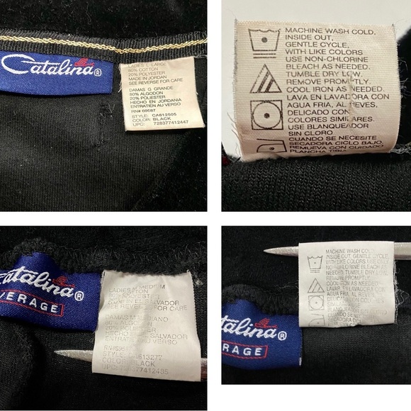 Vintage Catalina 2-pc Black Velour Track Suit Large V-neck Sweatshirt Pants Set - Picture 12 of 15